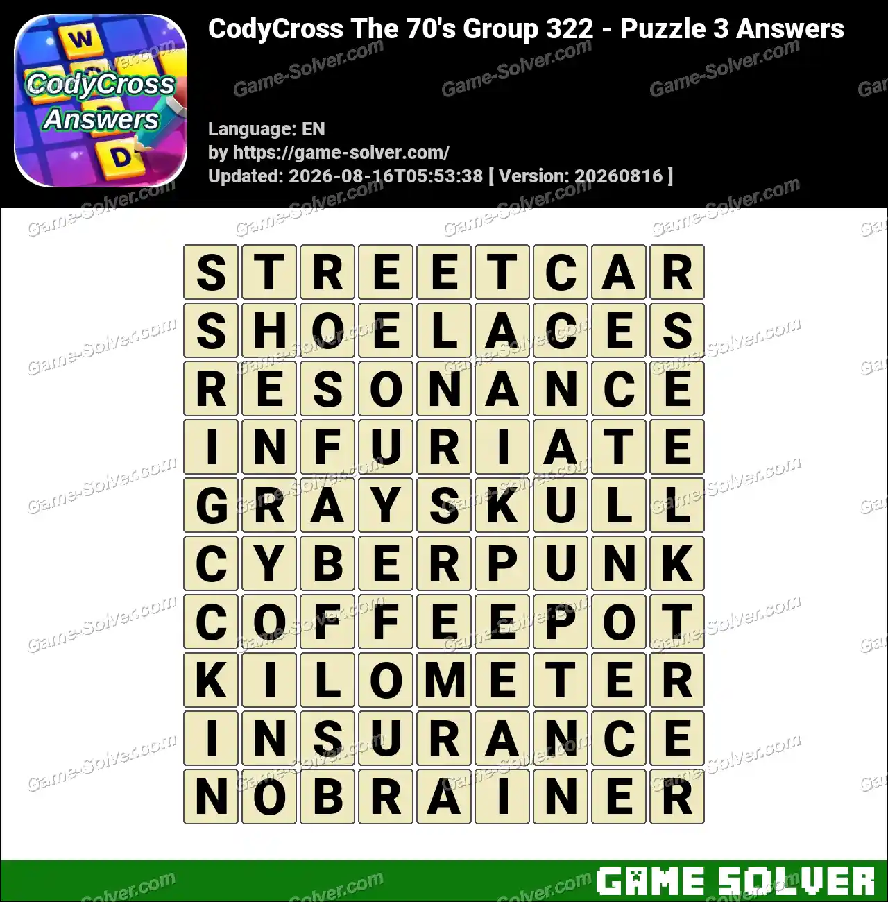 CodyCross The 70’s Group 322 – Puzzle 3 Answers